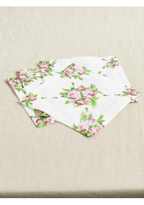 Emilia Wickstead - Set Of Four Floral-print Linen Cocktail Napkins - Pink - One size