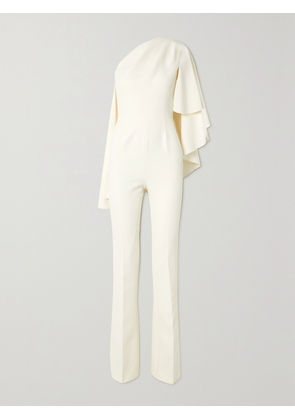 Safiyaa - Zephyra One-shoulder Cape-effect Crepe Jumpsuit - Ivory - FR 34,FR 36,FR 38,FR 40,FR 42,FR 44,FR 46