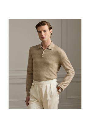 Glen Plaid Cashmere Polo-Collar Jumper