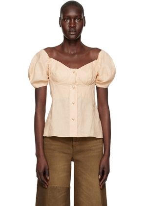 Chloé Beige Off-The-Shoulder Blouse
