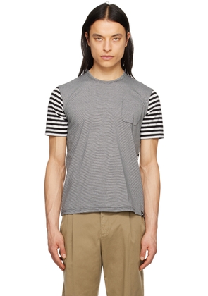 ASPESI Black & White Striped T-Shirt