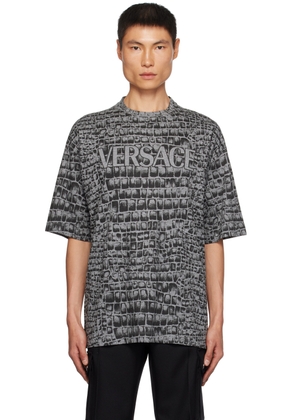 Versace Gray & Black Coccodrillo T-Shirt