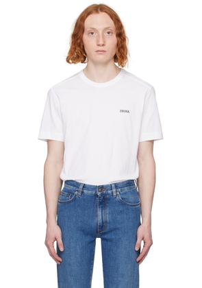 ZEGNA White Embroidered T-Shirt