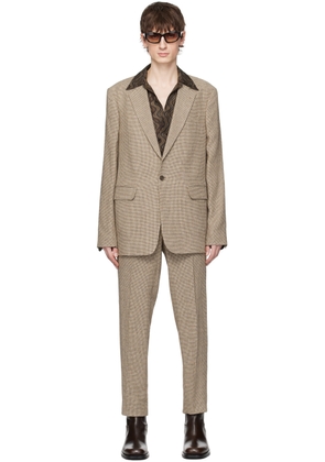 Dries Van Noten Tan Houndstooth Suit