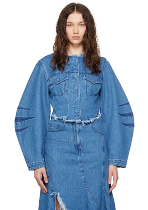 Marques Almeida Blue Frayed Denim Jacket