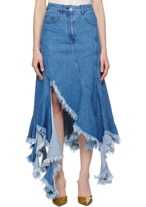 Marques Almeida Blue Frayed Denim Midi Skirt