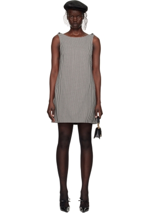 Dolce & Gabbana Black & White Sleeveless Houndstooth Wool Minidress