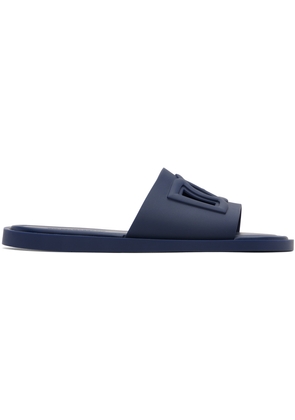 Dolce & Gabbana Navy Rubber Beachwear Pool Slides