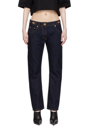 Versace Navy Medusa '95 Crop Straight-Fit Jeans