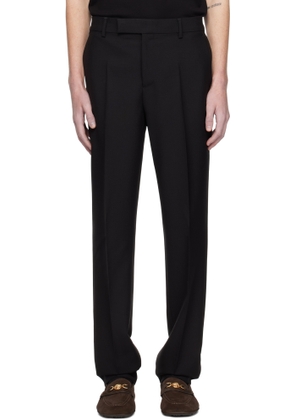 Versace Black Mohair-Blend Formal Trousers