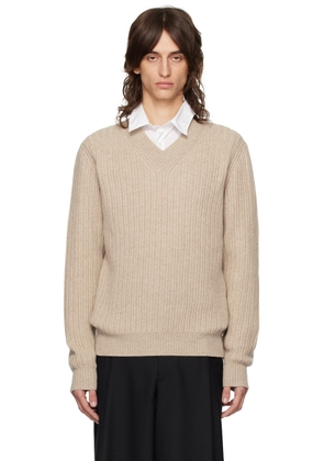 Brioni Beige Cashmere V-Neck Sweater