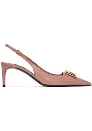 Dolce & Gabbana Pink Polished Calfskin Slingback Heels