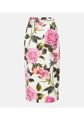 Dolce&Gabbana Floral cotton-blend pencil skirt