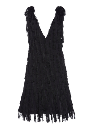 Bottega Veneta - Fringed Fil Coupe Crepe Mini Dress - Black - IT 42 - Moda Operandi