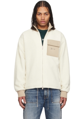 Givenchy White Fleece & Leather Zipped Jacket