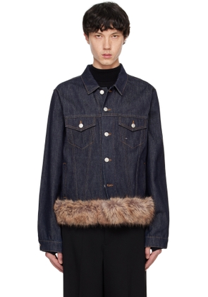 Coperni Blue Faux Fur Hem Denim Jacket