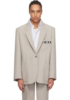 Coperni Beige Belted Pocket Tailored Blazer