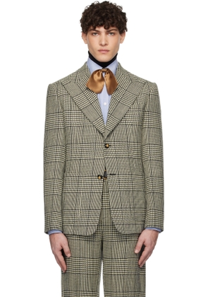 Valentino Black & Off-White Single-Breasted Wool Blazer