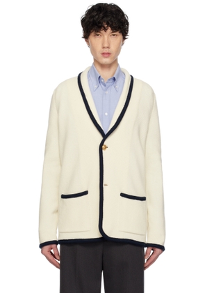 Valentino Off-White Single-Breasted Wool & Cotton Cardigan