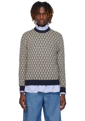 Valentino Navy & Beige 'Toute La V' Sweater