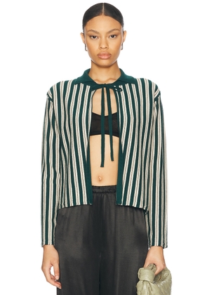 BODE Hogan Stripe Cardigan in Green Multi - Dark Green. Size XS (also in ).