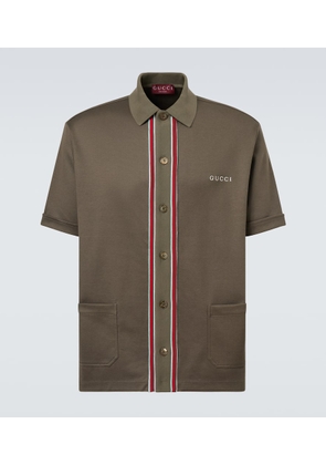 Gucci Logo Web Stripe cotton pique polo shirt