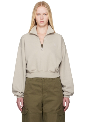 ÉTERNE Gray Cropped Half-Zip Sweatshirt