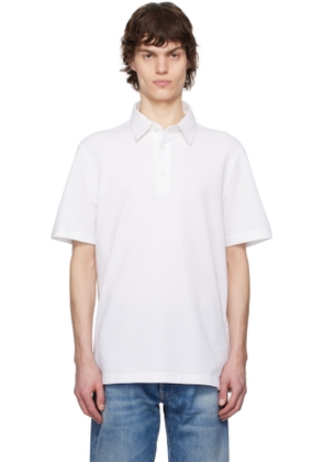 Brioni White Cotton Piqué Polo