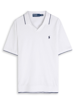 Polo Ralph Lauren Logo-embroidered Piqué Stretch-cotton Polo Shirt - White - L
