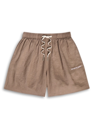 Mki Miyuki Zoku Logo-embroidered Linen Shorts - Brown - L