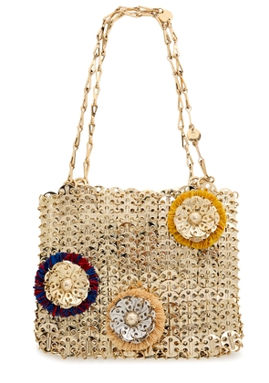 Rabanne Floral-appliqué Disc Shoulder bag - Light Gold - One Size