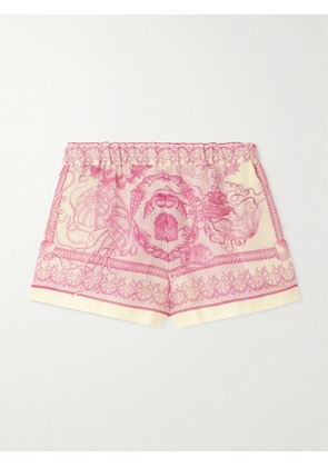 Versace - Printed Cotton And Silk-blend Voile Shorts - Pink - IT36,IT38,IT40,IT42,IT44,IT46,IT48,IT50