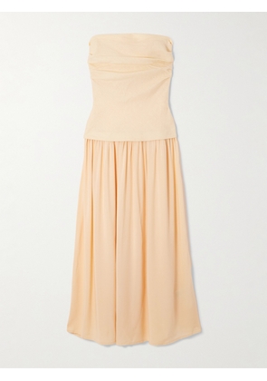 Faithfull - Hedy Strapless Gathered Linen And Voile Maxi Dress - Yellow - xx small,x small,small,medium,large,x large,xx large