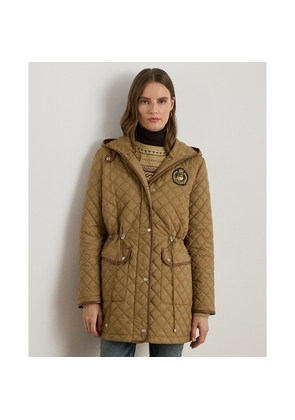 Crest-Patch Diamond-Quilted Anorak