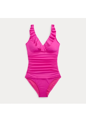 Ruffle-Trim Surplice One-Piece