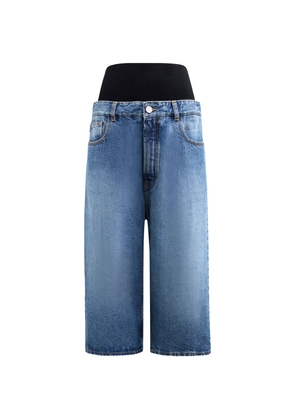 Alaïa Denim Knitted-Band Bermuda Shorts
