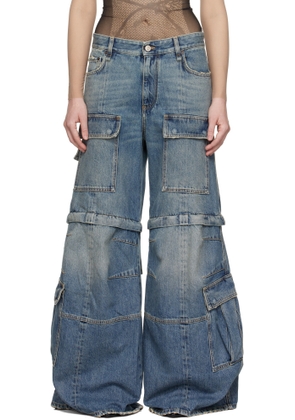 Balenciaga Blue Flared Cargo Jeans