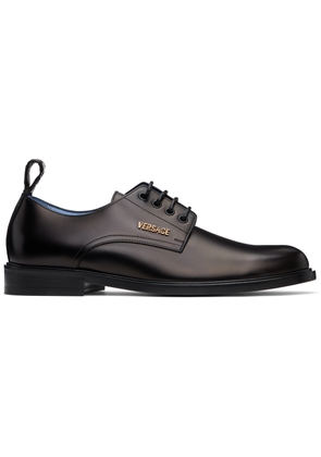 Versace Black Laced Up Calf Leather Derbys