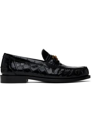 Versace Black Croc-Effect Medusa '95 Loafers