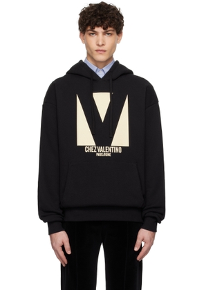 Valentino Black Cotton 'Chez Valentino' Print Hoodie