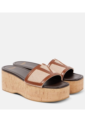 Valentino Garavani Viva Superstar leather-trimmed canvas slides