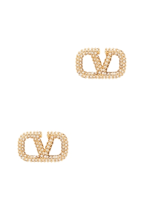 Valentino Garavani Vlogo Crystal-embellished Stud Earrings - Gold - One Size