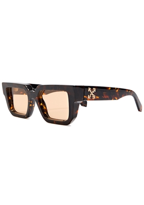 Off-white Silverstone Rectangle-frame Sunglasses - Brown Havana - One Size