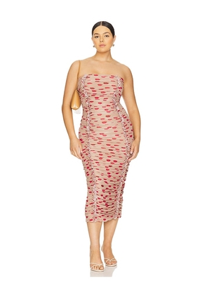 AFRM Yori Midi Dress in Beige,Red. Size M. Also in 1X, 2X, 3X, L, S, XL, XXL.