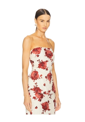 FAITHFULL THE BRAND Alexa Top in Beige,Red. Size L. Also in M, S, XL, XS.