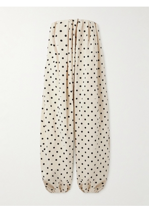 Jacquemus - The Melao Strapless Pleated Polka-dot Poplin Jumpsuit - Neutrals - FR 34,FR 36,FR 38,FR 40,FR 42