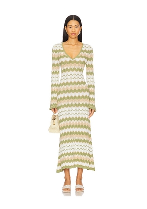 MINKPINK Melody Knit Midi Dress in Green. Size M, S, XL, XS.
