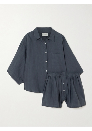 Deiji Studios - The 03 Washed-linen Shirt And Shorts Set - Blue - XL,XXS,XS,ML,SM