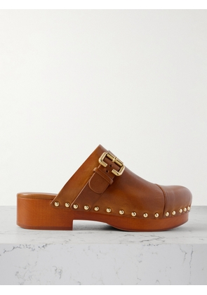 Chloé - Jeannette Embellished Leather Clogs - Brown - IT35,IT36,IT37,IT38,IT39,IT40,IT41