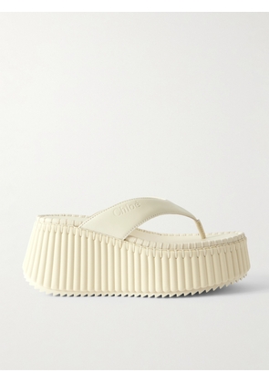 Chloé - Nama Leather Platform Flip Flops - Off-white - IT35,IT36,IT37,IT38,IT39,IT40,IT41
